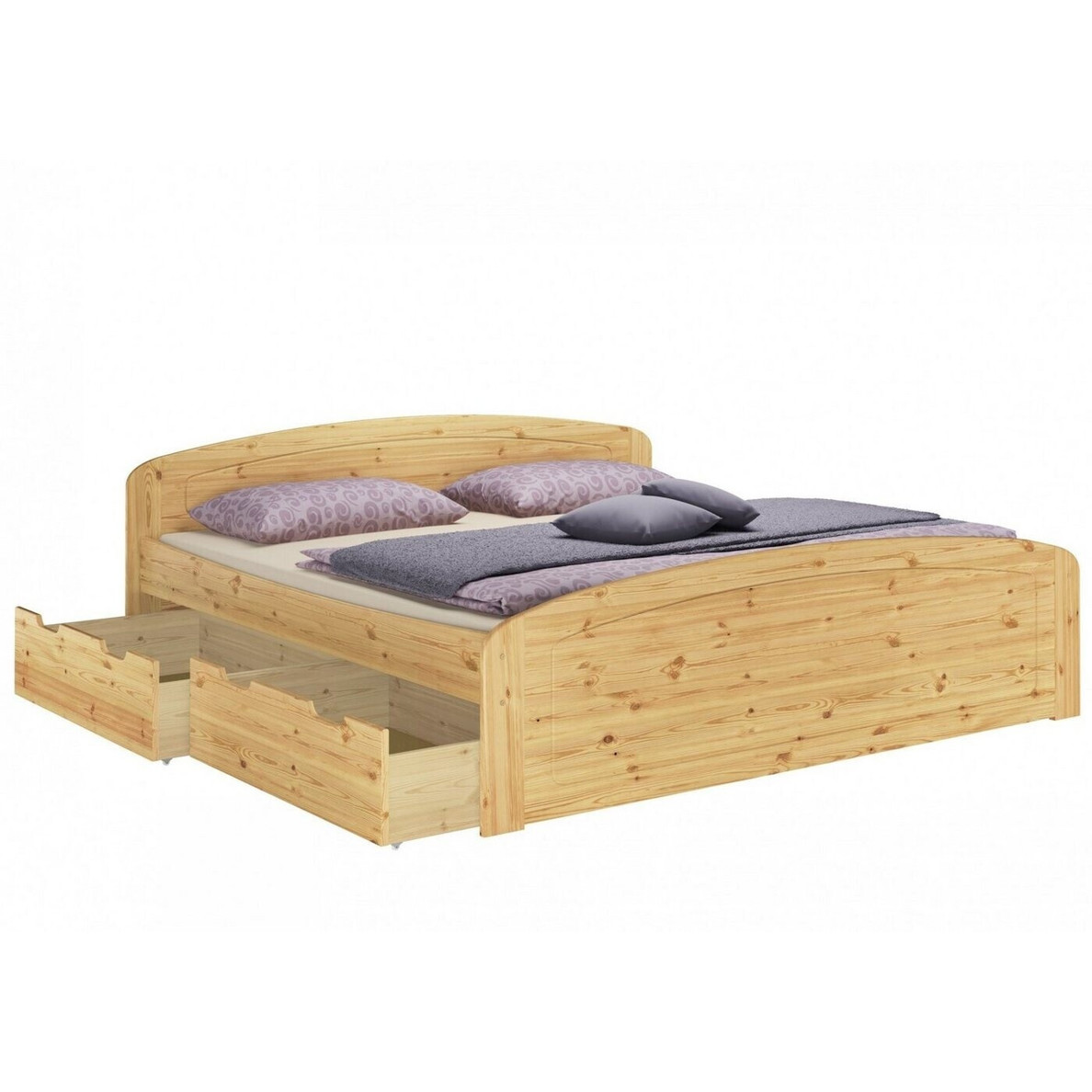 Erst-Holz Massivbett Kiefer 200 x 200 cm - Komfortables Doppelbett für Ihr Schlafzimmer