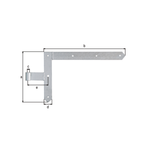 Feuerverzinktes Tor-Winkelband, spitz, oberer Rahmen, 250x400mm, Rolle Ø13mm