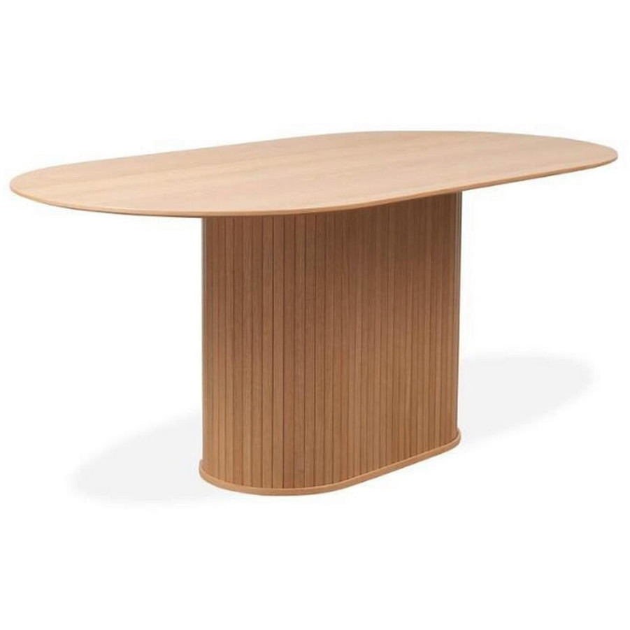 Home24 Ovaler Esstisch aus furnierter Eiche - 95x75x180 cm
