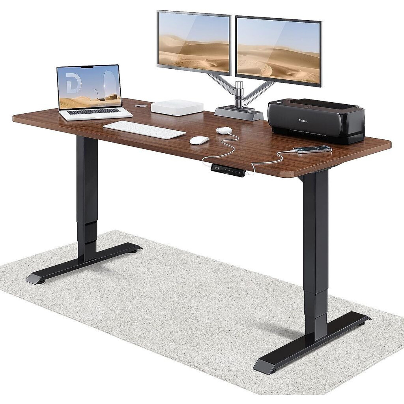 Desktronic Home Pro Schreibtisch 180x80 cm Nussbaum Schwarz