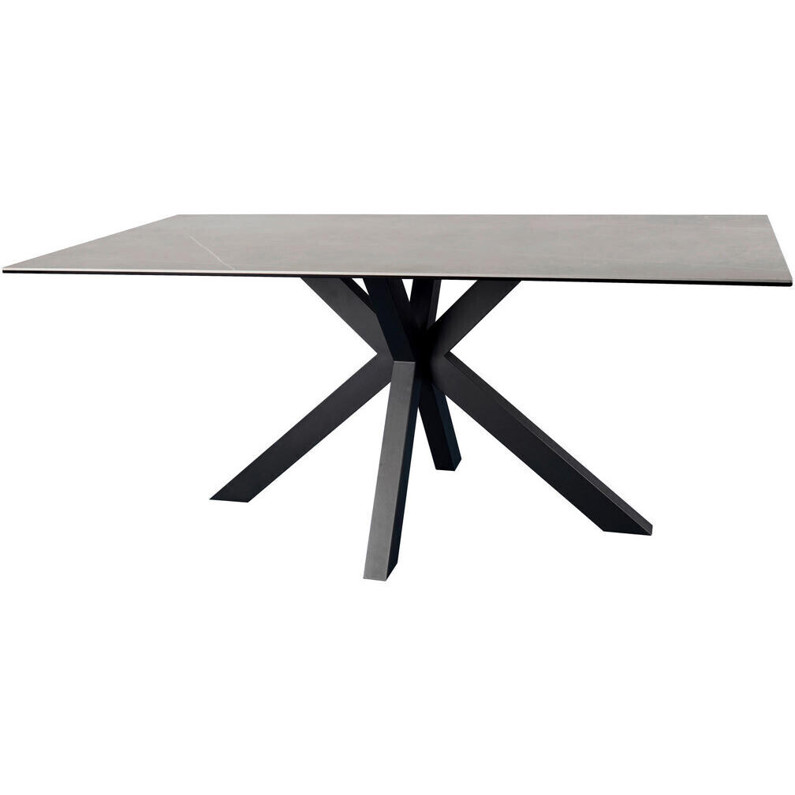 Modernes Rechteckiger Esstisch aus Metall und Glas in Grau und Schwarz - 180x76x90 cm