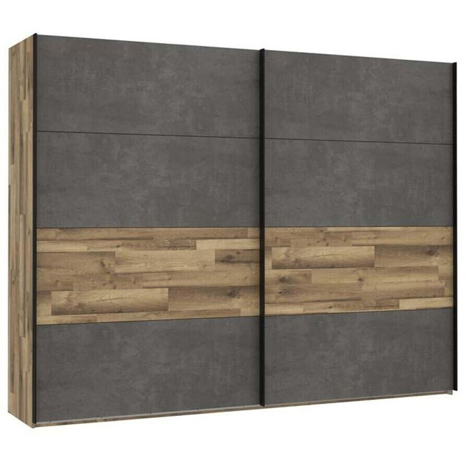 Forte Ricciano Kleiderschrank 270x211 cm - Stabeiche/Beton Dunkelgrau