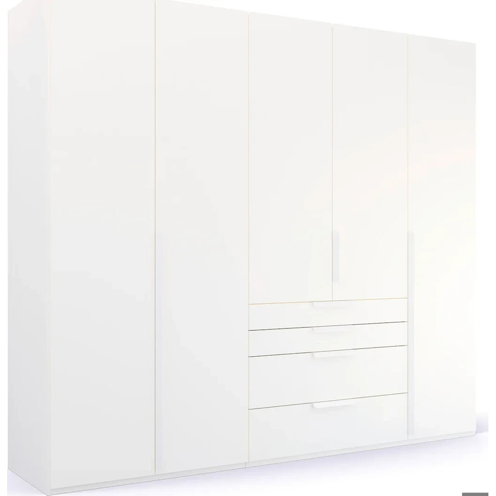 Purisma Kleiderschrank 251x223 cm mit Schubladen - Alpinweiß