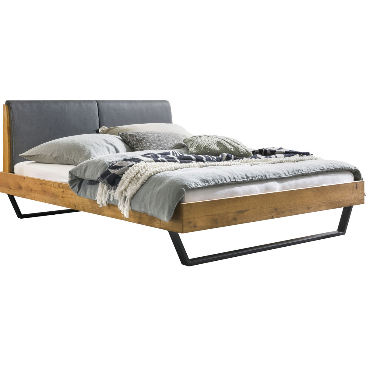 Hasena Pietro 20 Bett 180x200 cm Wildeiche/Silbermetall