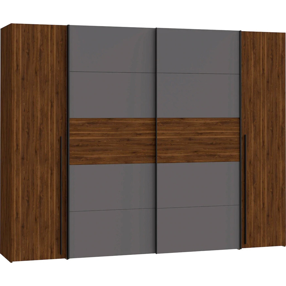 Forte Narago Kleiderschrank 270,3x210cm in Bakersfield-Walnuss und Wolfram-Grau