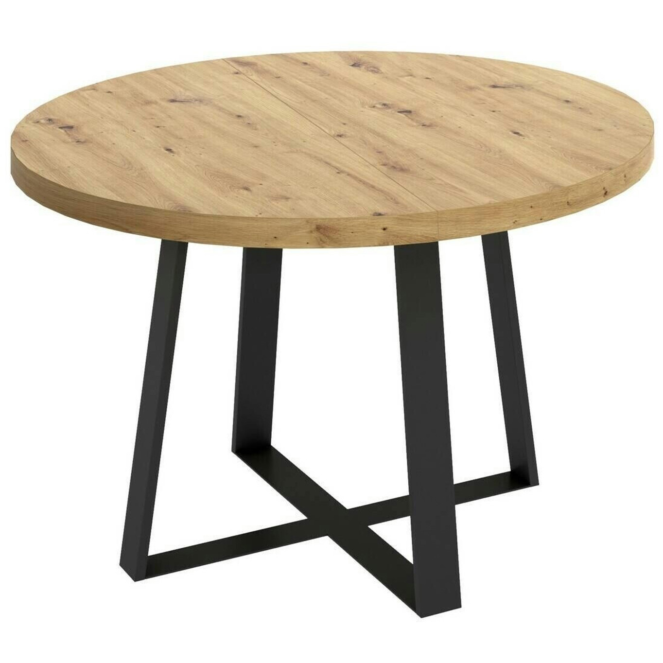 Dmora Dazz Rund Esstisch - Ausziehbar, Nodi-Eiche, 110/158x110x77 cm