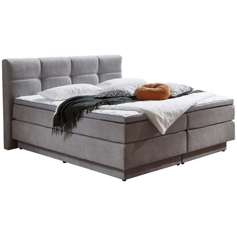CarryHome Boxspringbett 160x200 cm - H2/H3 - Hellgrau - Komfortabel & Stilvoll