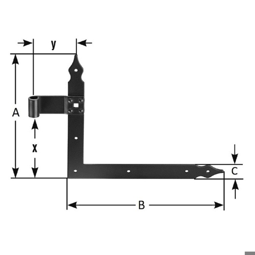 Schwarzes Winkelband 10/250 x 200 mm mit Zierspitzen