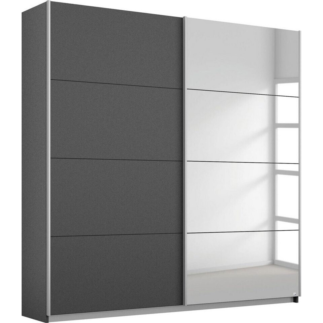 Rauch Orange Subito Kleiderschrank mit 1 Spiegeltür, Grau-Metallic, 181x197 cm (AD765.2850)