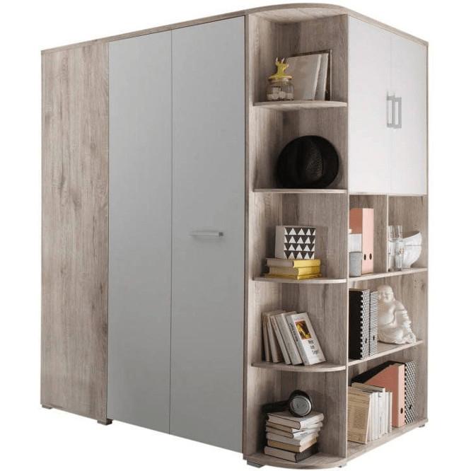 BOXXX Corner Nessi Kleiderschrank - Stilvoller Eckschrank mit viel Stauraum (Modell 38251D9)
