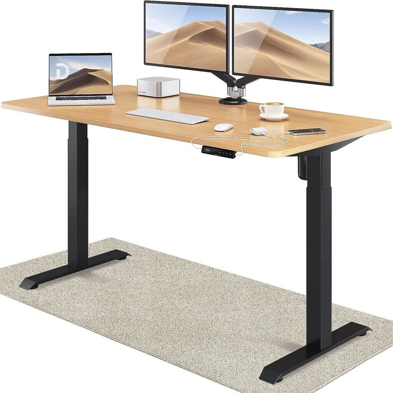 Desktronic Home One Schreibtisch 160x80 cm - Eiche/Schwarz