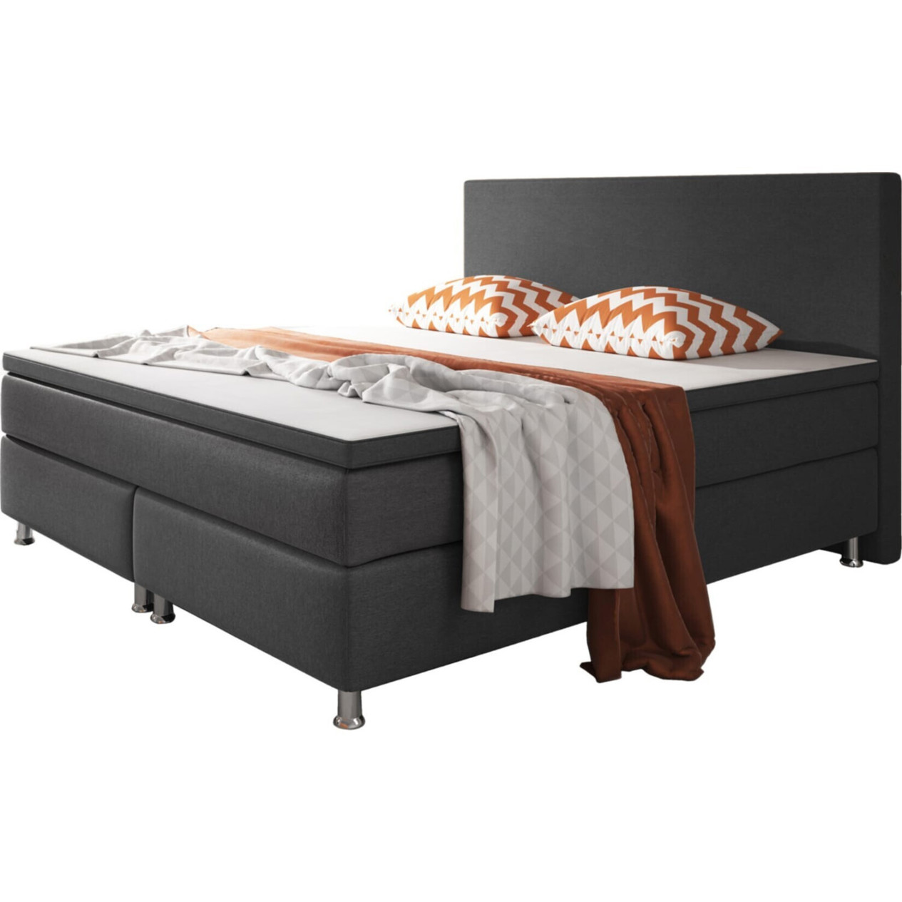 Inter Link Berlin Boxspringbett 180x200 cm H3 Anthrazit