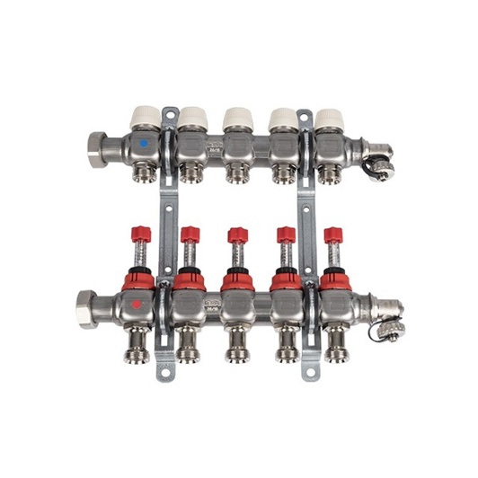 KERMI x-net FBHK Verteiler 1" Komfort | 11 Kreise | Baulänge 620 mm | Edelstahl