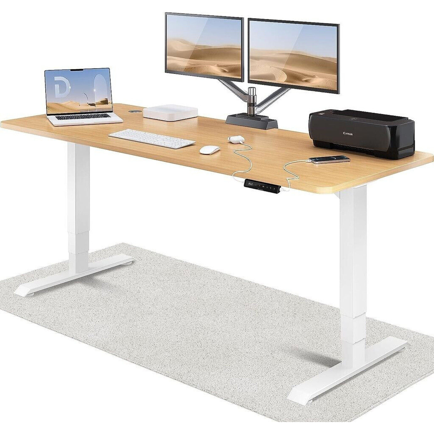 Desktronic Home Pro Schreibtisch 200x80cm Eiche/Weiß