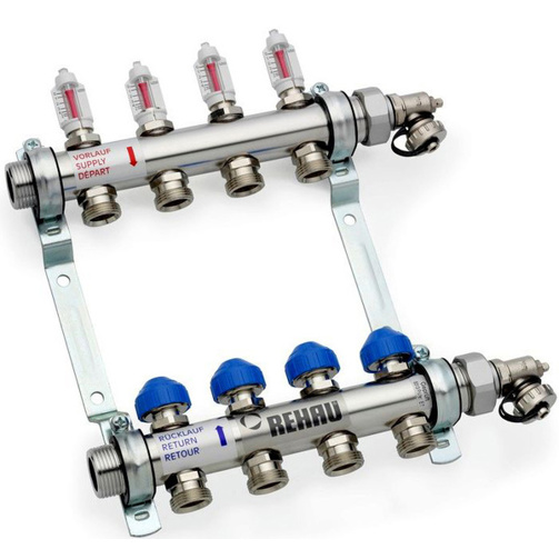 REHAU Edelstahl Heizkreisverteiler HKV-D 10 für 10 Heizkreise | ohne Kugelhähne