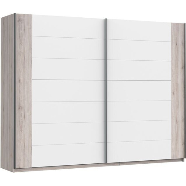 Forte Rondino Kleiderschrank 270x210 cm in Weiß und Sandeiche