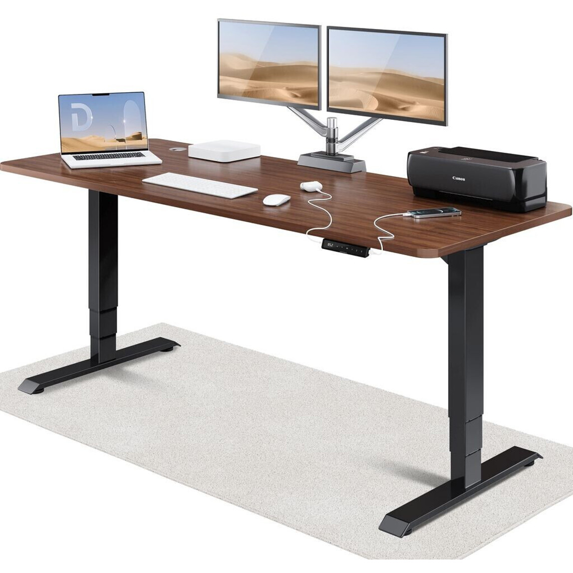 Desktronic Home Pro Schreibtisch 200x80 cm - Nussbaum/Schwarz