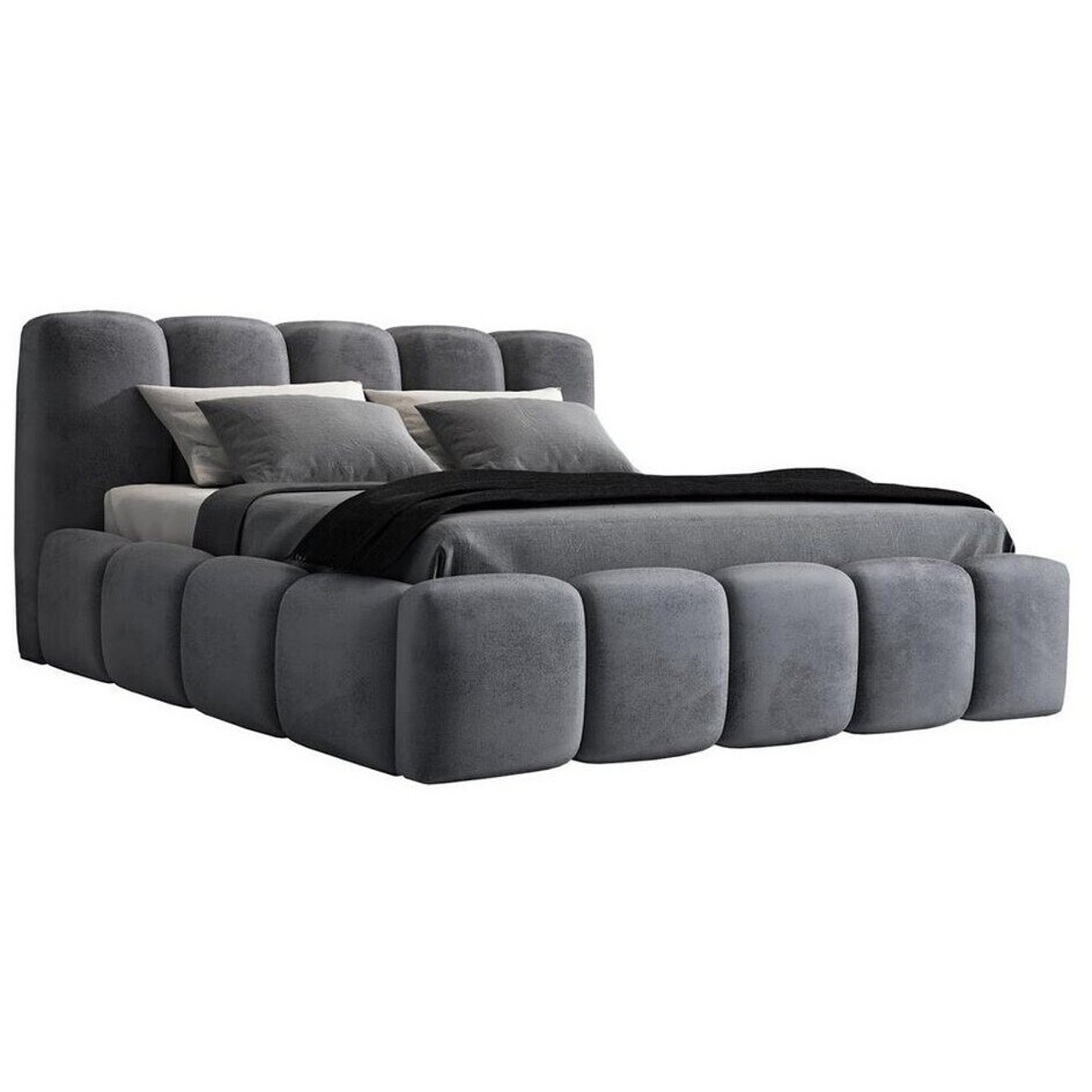 A&amp;J MöbelLand Sonic Bett 90x200 cm Anthrazit - 18 cm Höhe