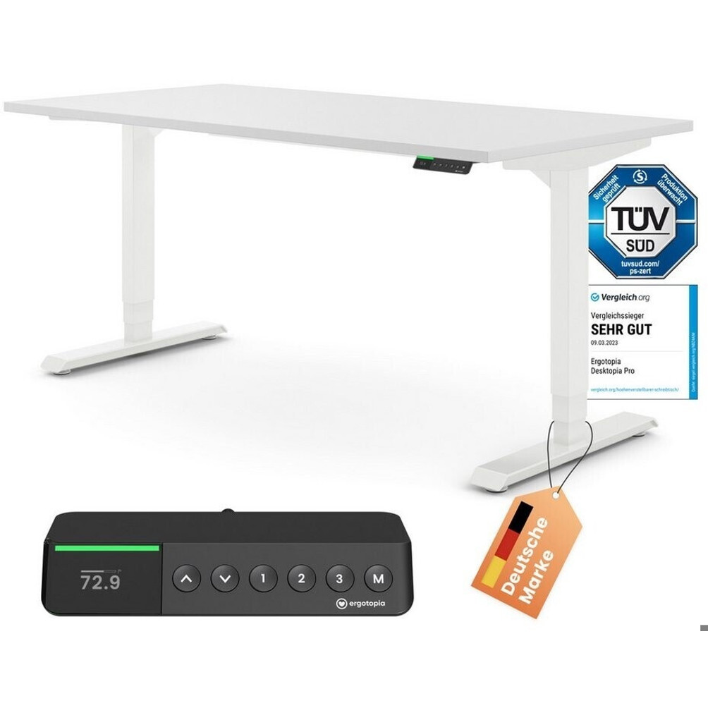 Ergotopia Desktopia Pro X Schreibtisch - 160x80 cm in Weiß
