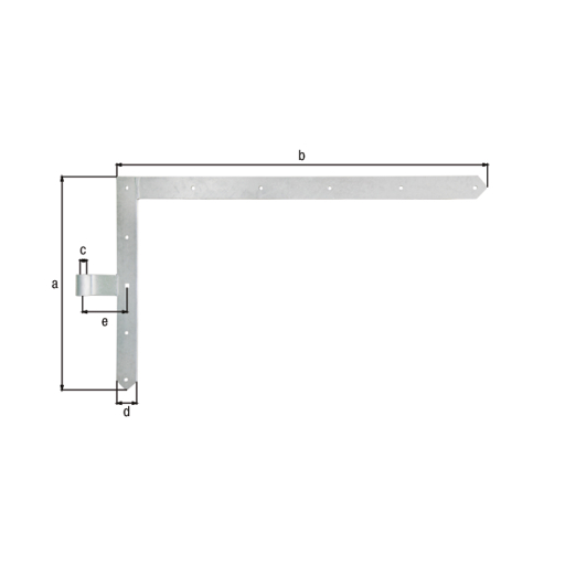 Feuerverzinktes Tor-Winkelband mit spitzem Abschluss - HxL 600x1000mm, Rolle Ø20mm